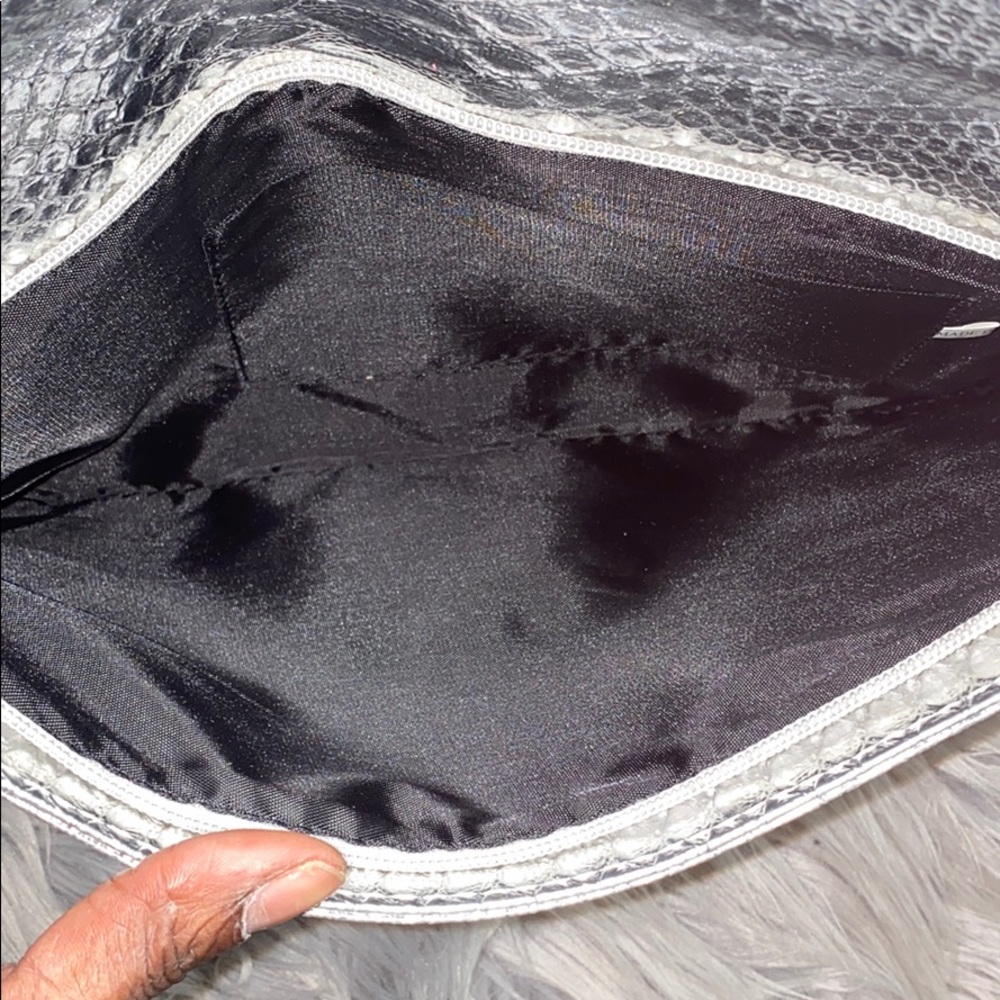 Silver Python Embossed Bag. Good Condition - image 4